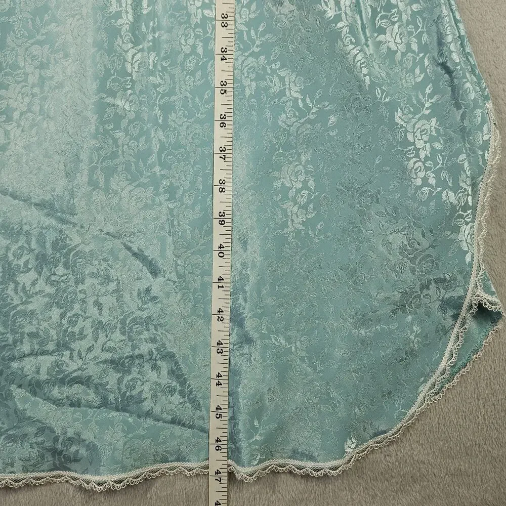 Vintage Lucie Ann II Nightgown Womens M‎ Blue Floral Satin Lace Bridal Lingerie